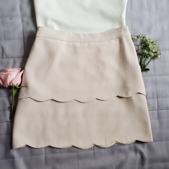 Club Monaco Scalloped Tiered Mini Skirt (Pearl) - Picture 1 of 6